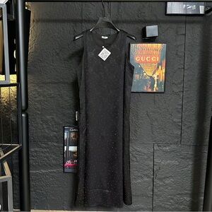 Loewe sleeveless satin beaded blouse dress in black